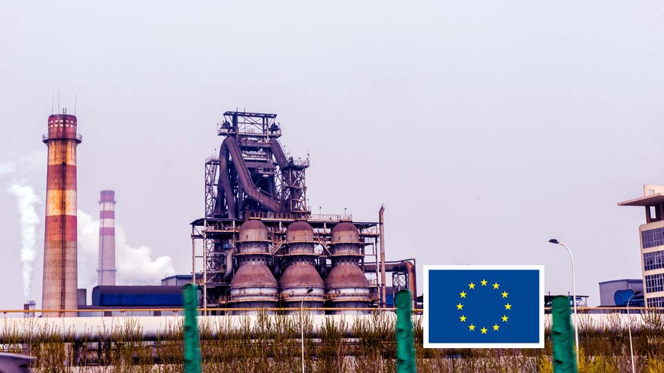 en tillverkande industri med EU-loggan